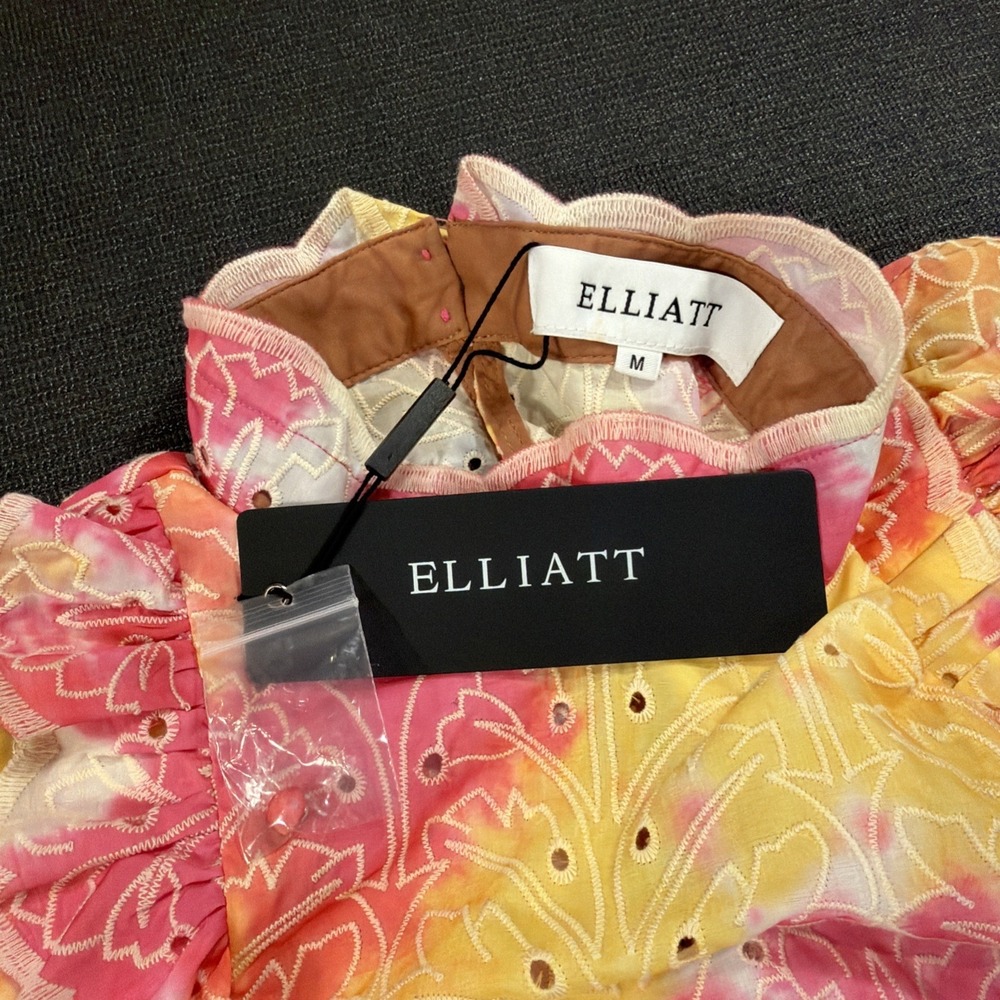 New Elliatt‎ Cowra Set Pink & Yellow Eye-lit Floral Skirt Set Size Medium - Picture 10 of 12